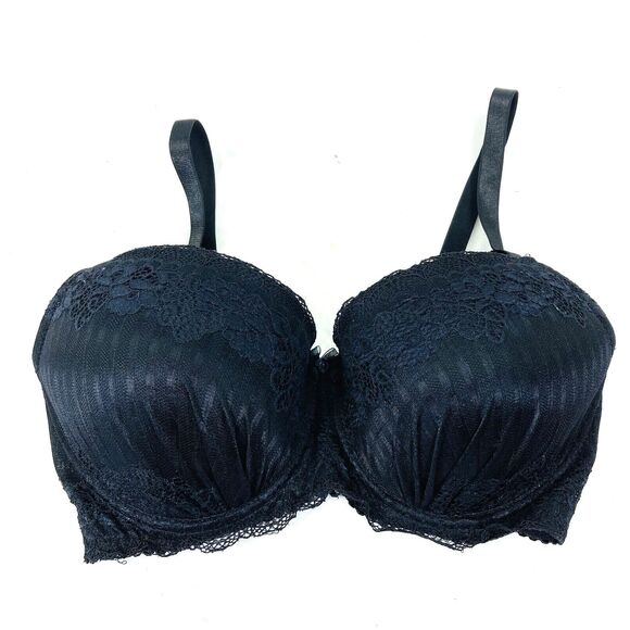 Rene Rofe Bra Black Lace Convertible Demi 38 D Underwire Pushup Padded Sexy - Picture 14 of 15